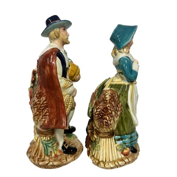Fitz and Floyd Harvest Heritage Pilgrims Salt/Pepper Shaker Set-in Box-Excellent - Picture 4 of 11